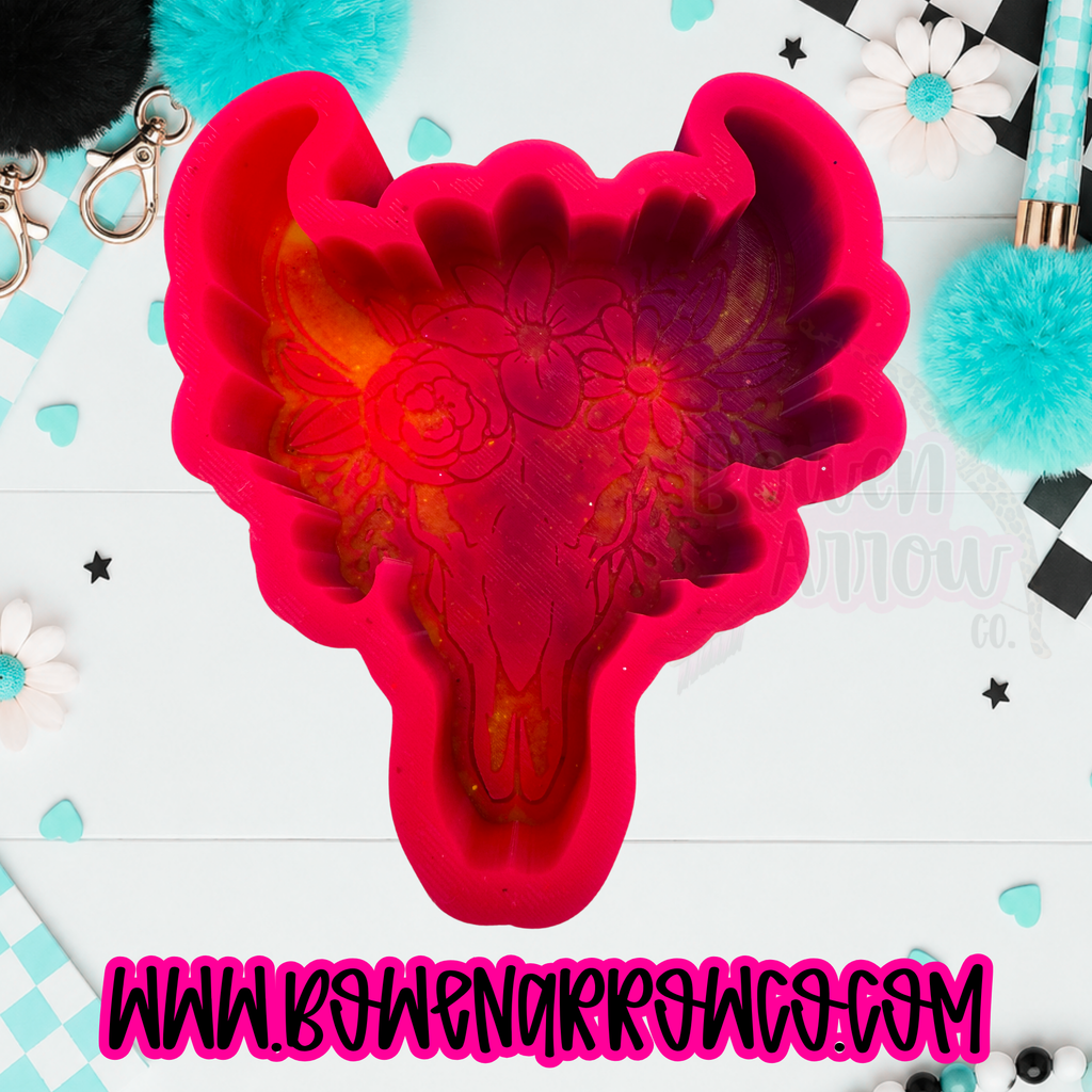 Floral Bull Skull {Silicone Mold}