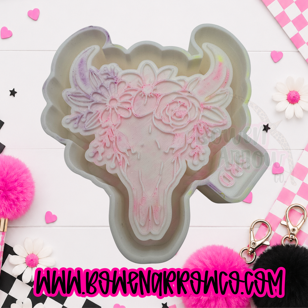 Floral Bull Skull {Silicone Mold}