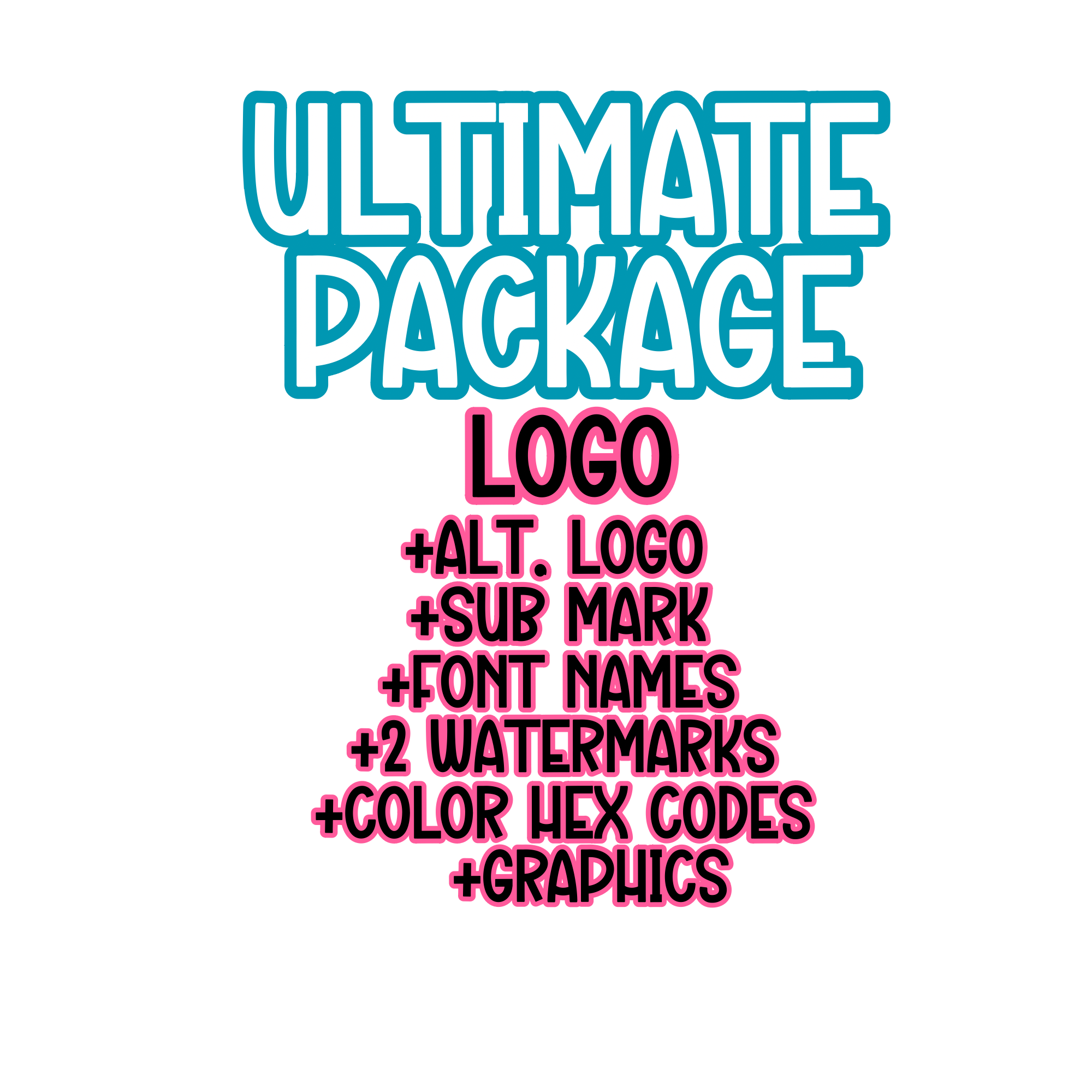 Logo Design, Alternate Logo, Sub Mark, 2 Watermarks, Fonts, Color Hex Codes, Graphics (if available)