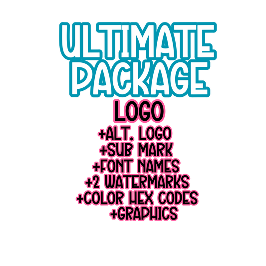 Logo Design, Alternate Logo, Sub Mark, 2 Watermarks, Fonts, Color Hex Codes, Graphics (if available)